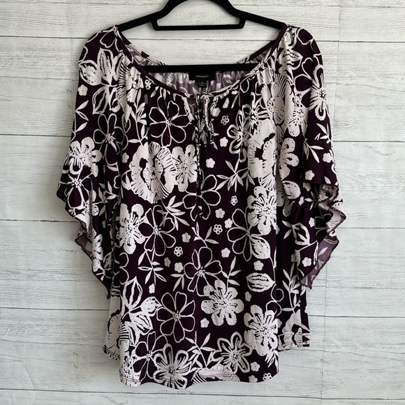 Expresso Purple Floral Bell Sleeve Blouse | SIZE M - Picture 1 of 6